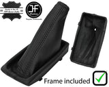 BLACK STITCH LEATHER HANDBRAKE GAITER+PLASTIC FRAME FITS VAUXHALL CORSA C 00-06