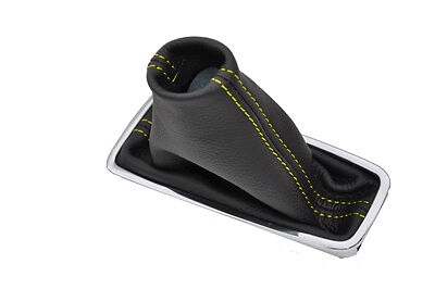 FITS VAUXHALL OPEL CORSA D yellow stitch AUTOMATIC LEATHER GEAR GAITER