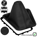 BLACK STITCH LEATHER GEAR GAITER+PLASTIC FRAME FOR VAUXHALL GRANDLAND X 17-20