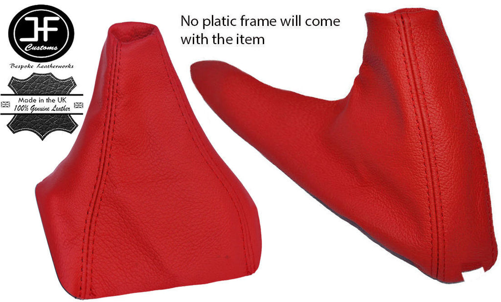 RED REAL LEATHER GEAR & HANDBRAKE GAITER FITS BMW E81 E82 E87 E88 CUSTOM NEW