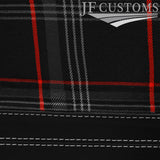 L GREY STITCH LEATHER+RED TARTAN 2X DOOR CARD COVER FOR TRIUMPH TR8 78-81 JF2