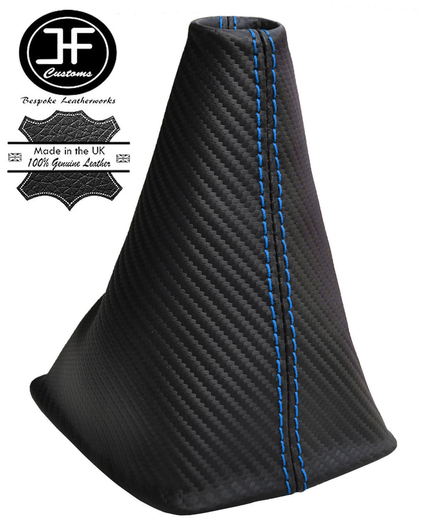 BLUE  STITCHING CARBON FIBER VINYL GEAR GAITER FITS PEUGEOT 206 206 CC 98-12