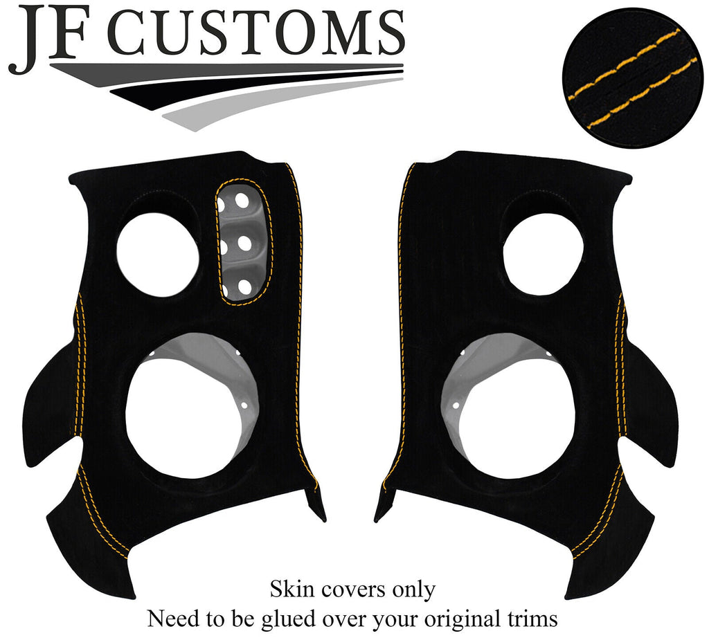 YELLOW STITCH SUEDE 2X SPEAKER VENT DASH SILL COVERS FOR LOTUS ELISE S2 01-06