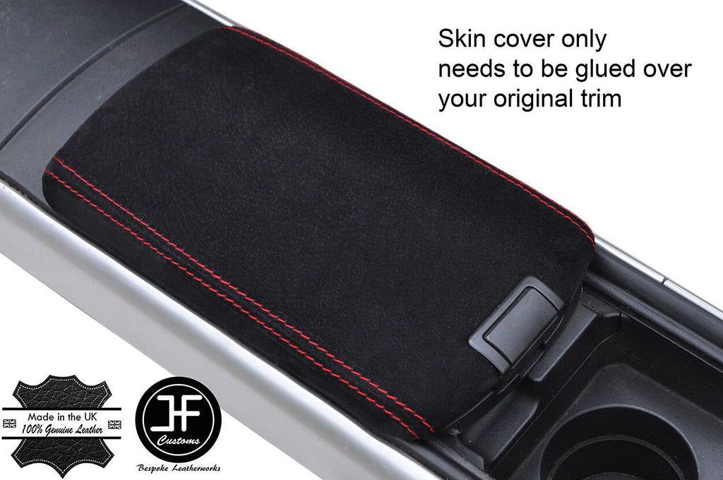 RED STITCHING REAL SUEDE FRONT ARMREST COVER FITS MAZDA RX8 2003-2012 CUSTOM NEW