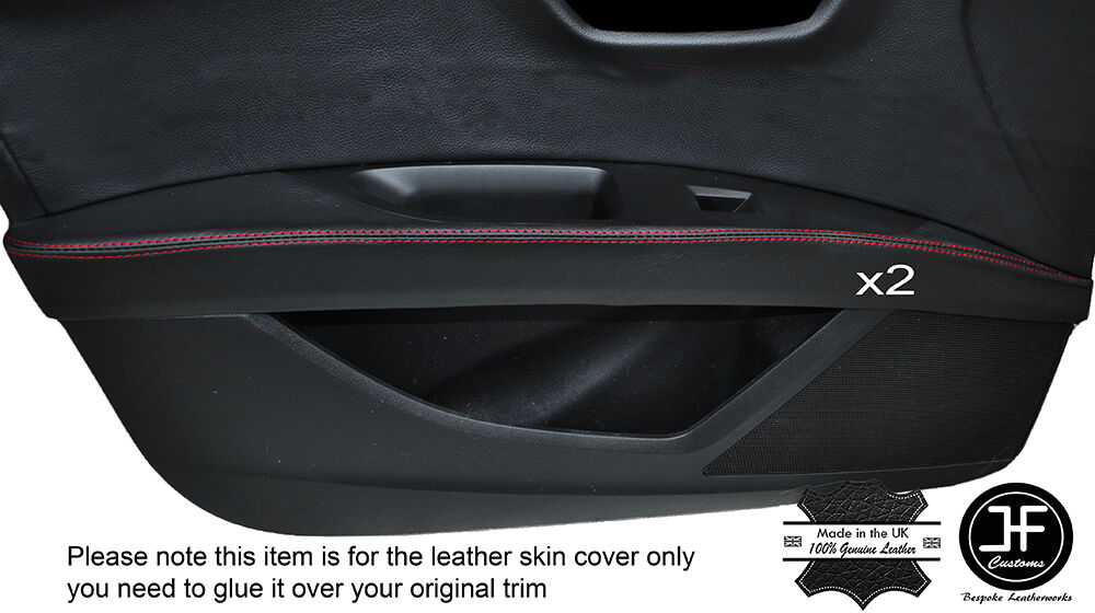 RED STITCH 2X FRONT DOOR ARMREST LEATHER COVERS FITS SEAT LEON 13-20 5 DOOR
