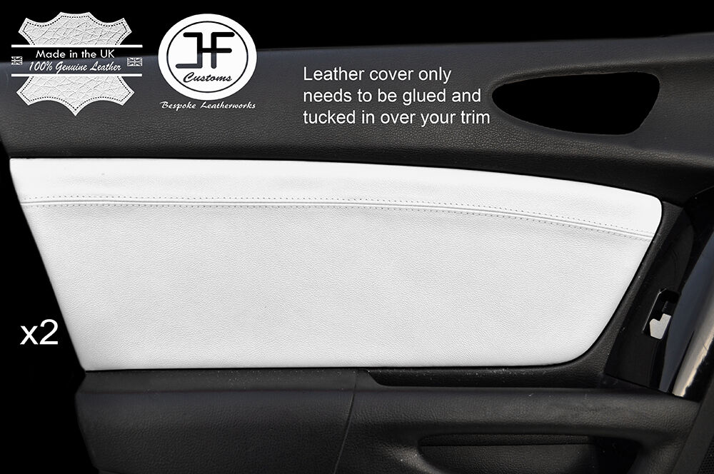 WHITE LEATHER  2X FRONT DOOR CARD TRIM COVERS FOR MAZDA RX8 2003-2012 STYLE 2