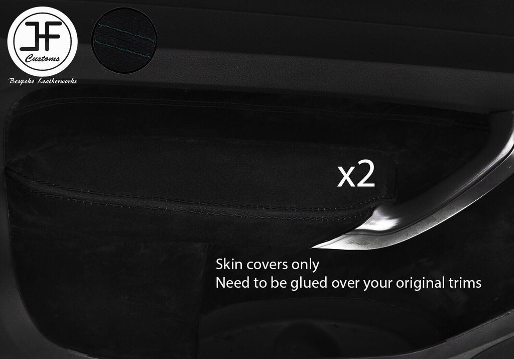 BLACK STITCH 2X FRONT DOOR ARMREST SUEDE COVERS FOR VW CADDY MK3 2005-2015