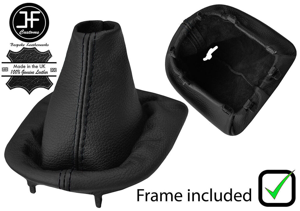 BLACK  STITCH REAL LEATHER GEAR GAITER+PLASTIC FRAME FOR PEUGEOT 307 2001-2008