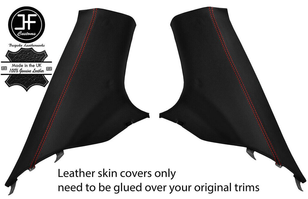 RED STITCH 2XREAR C PILLAR LEATHER COVER FOR MITSUBISHI LANCER EVO 10 X 08-16