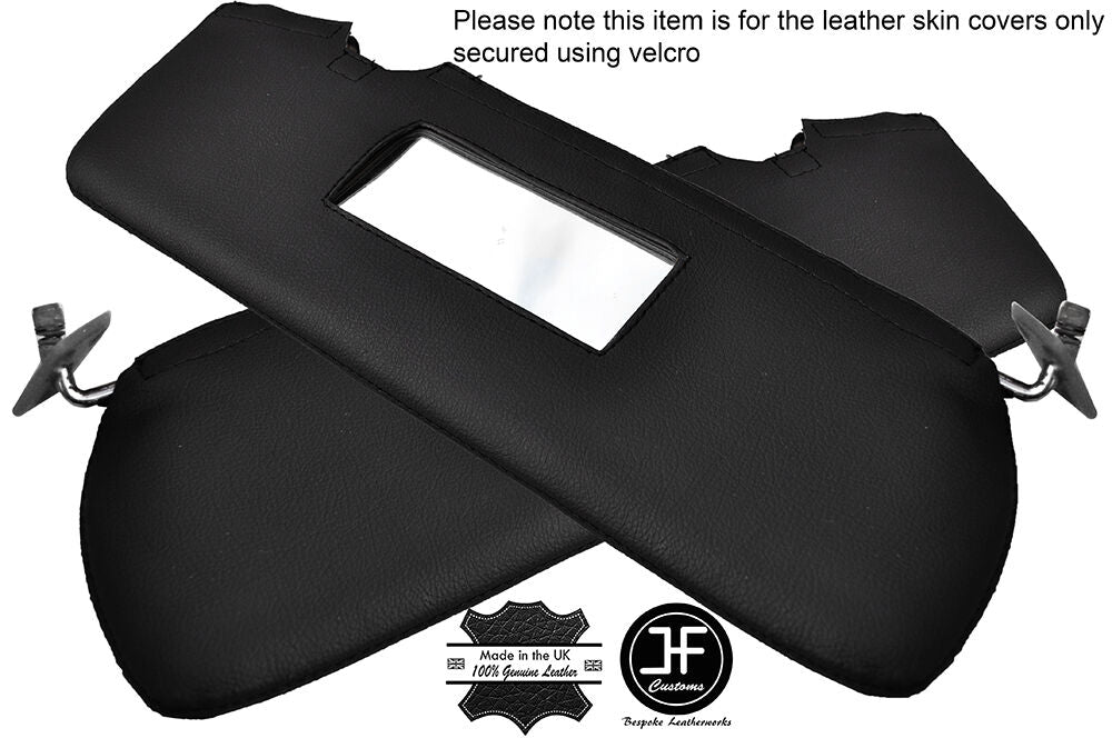 BLACK STITCHING 2X SUN VISORS LEATHER COVERS FITS ROVER SD1 3500 2600 2300