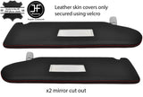 RED STITCH 2X SUN VISOR LEATHER COVER FOR VW T5 TRANSPORTER 2 MIRROR CUTOUT
