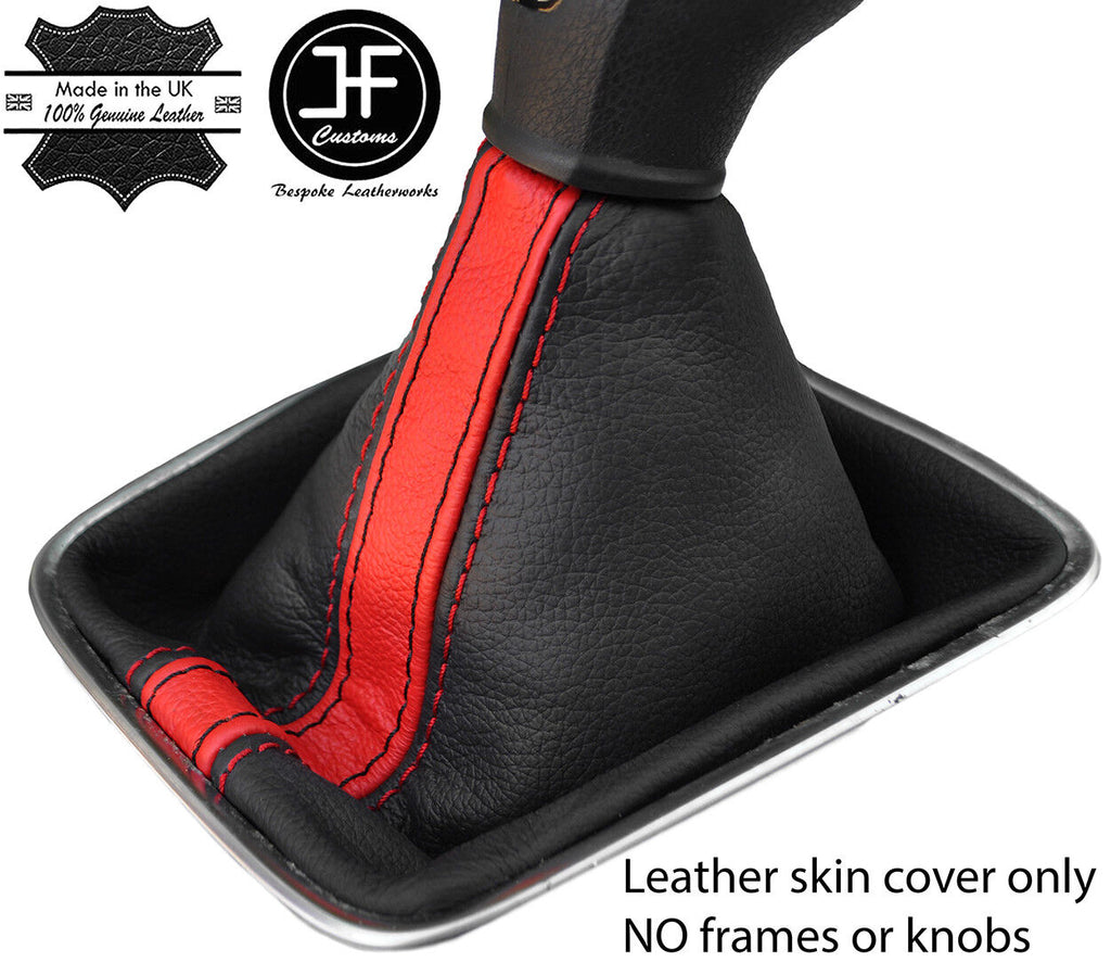 BLACK & RED STRIPE GENUINE LEATHER GEAR GAITER FITS SEAT ALHAMBRA 11-18