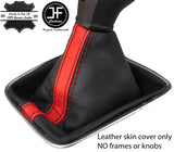 BLACK & RED STRIPE GENUINE LEATHER GEAR GAITER FITS SEAT ALHAMBRA 11-18