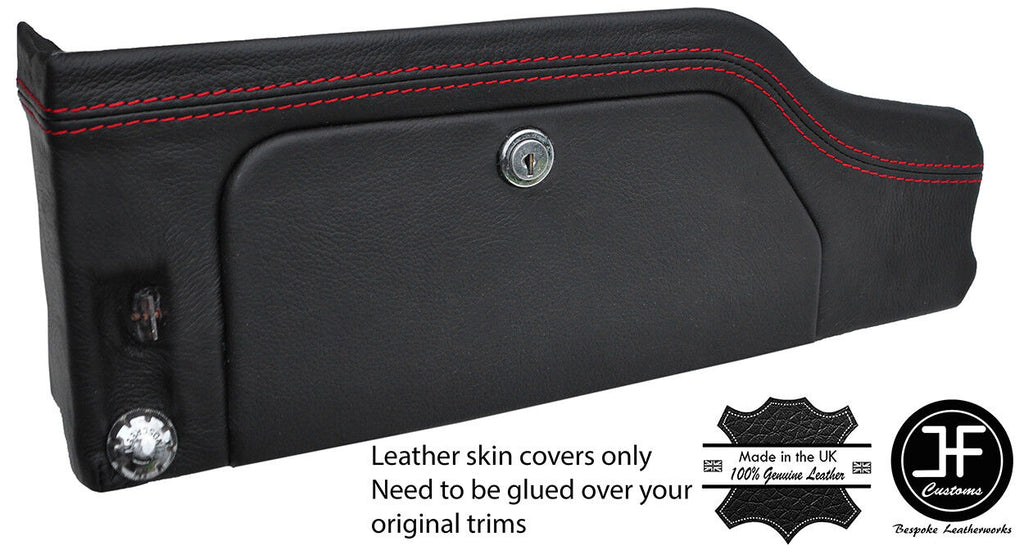 RED STITCHING GLOVE BOX DASH TRIM LEATHER COVER FITS JAGUAR E TYPE SERIES 2