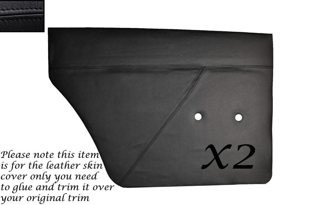 BLACK STITCH 2X REAR DOOR CARDS LEATHER  COVERS FITS ROVER P6 2000 2200 3500