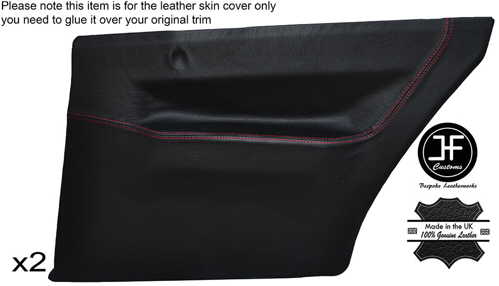 RED STITCH 2X REAR DOOR CARD LEATHER COVER FITS ALFA ROMEO SPRINT ALFASUD MK3
