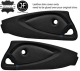 BLUE STITCH 2X DOOR CARD LEATHER & CARBON VINYL COVER FOR LOTUS ELISE EXIGE S2