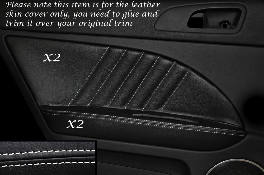 WHITE STITCH 2X REAR DOOR CARD TRIM LEATHER COVERS FITS ALFA ROMEO 159 05-12
