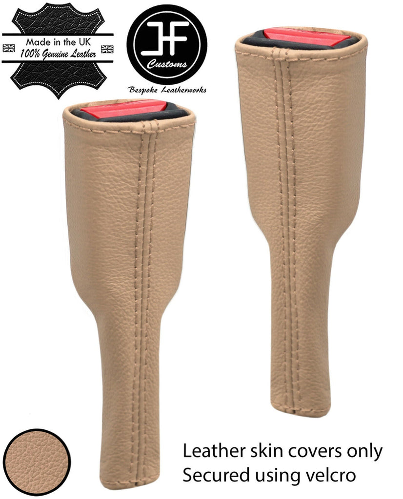 OAK REAL LEATHER 2X SEAT BELT STALK LONG COVERS FITS CORVETTE C5 1997-2004