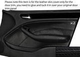BLACK STITCHING 2X FRONT DOOR CARD TRIM SKIN COVER FITS BMW E46 SALOON 98-05