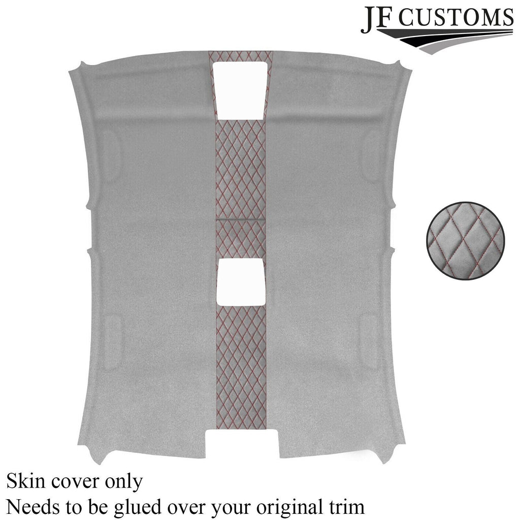 DSG2 D RED DIAMOND STITCH L GREY LUXE SUEDE HEADLINER COVER FOR BMW E90 SALOON