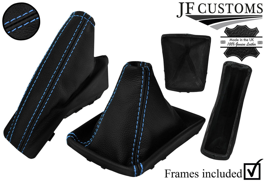 L BLUE STITCH LEATHER GEAR HANDBRAKE + FRAMES FOR VAUXHALL ASTRA MK5 AH H 04-09