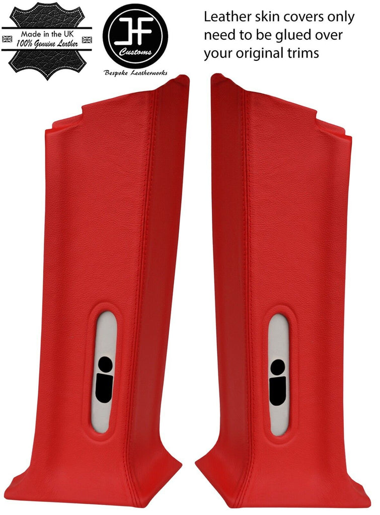 RED REAL LEATHER 2X REAR D  PILLAR COVERS FITS RANGE ROVER P38 1994-2002