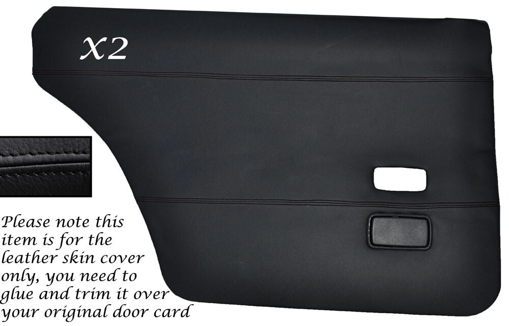 BLACK STITCH 2X REAR DOOR CARDS LEATHER SKIN COVERS FITS FORD CORTINA MK4 MK5