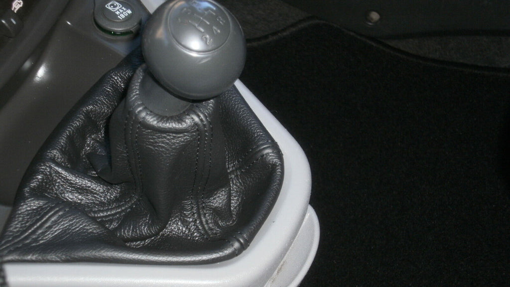 FITS FIAT DOBLO BLACK GEAR STICK GAITER REAL LEATHER BLACK STITCHING CUSTOM NEW