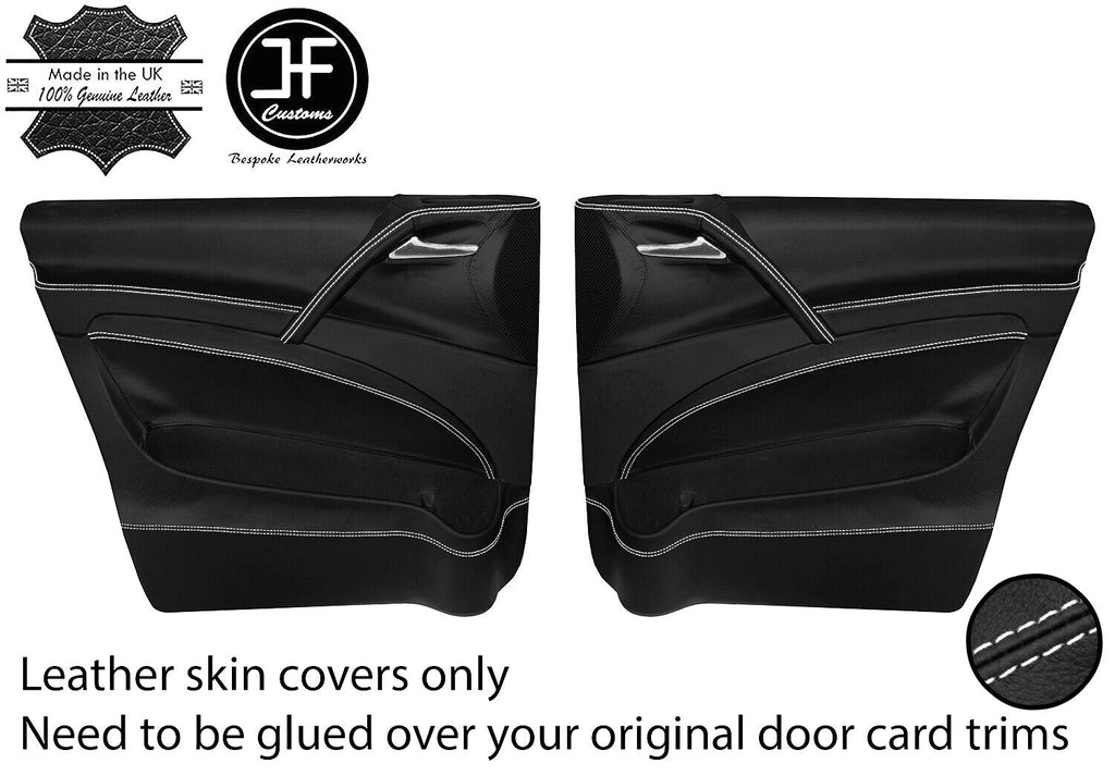 WHITE STITCH 2X FULL DOOR CARD LEATHER COVERS FOR MERCEDES VITO VIANO 639 04-13