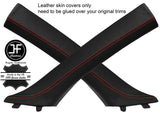 RED STITCH 2X A POST PILLAR LEATHER COVERS FITS BMW 3 SERIES E92 COUPE 06-13