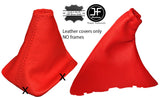 RED REAL LEATHER GEAR & HANDBRAKE GAITER FITS FORD FOCUS II MK2 2004-2008