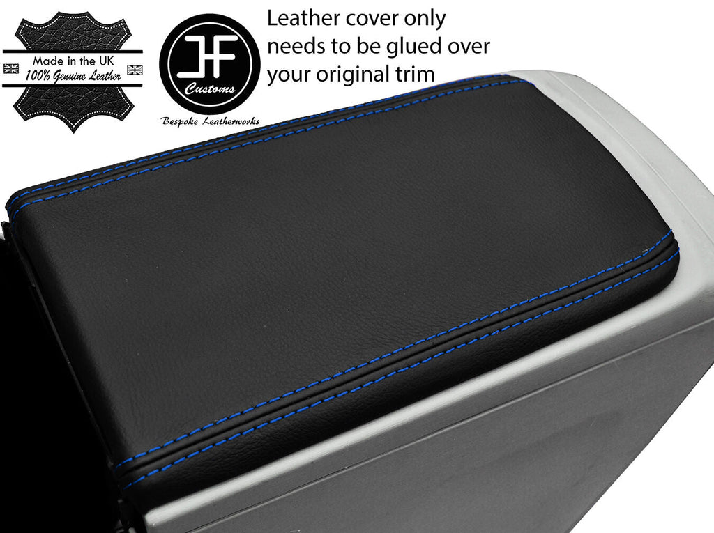 BLUE  STITCH ARMREST LID REAL LEATHER COVER FITS TOYOTA PRIUS PLUS 2012-2016