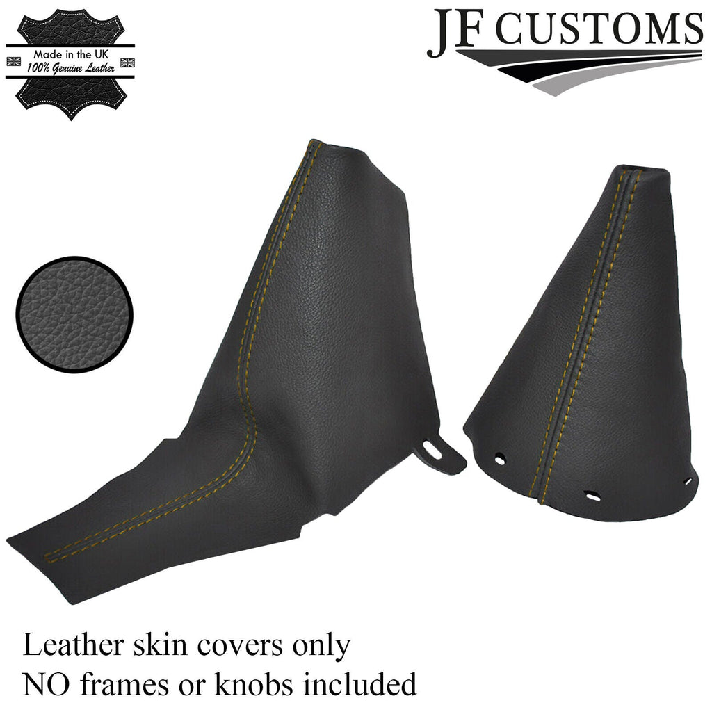 YELLOW STITCHING FITS BMW MINI R50 R53 GEAR HANDBRAKE 2001-2006 01-06 DARK GREY