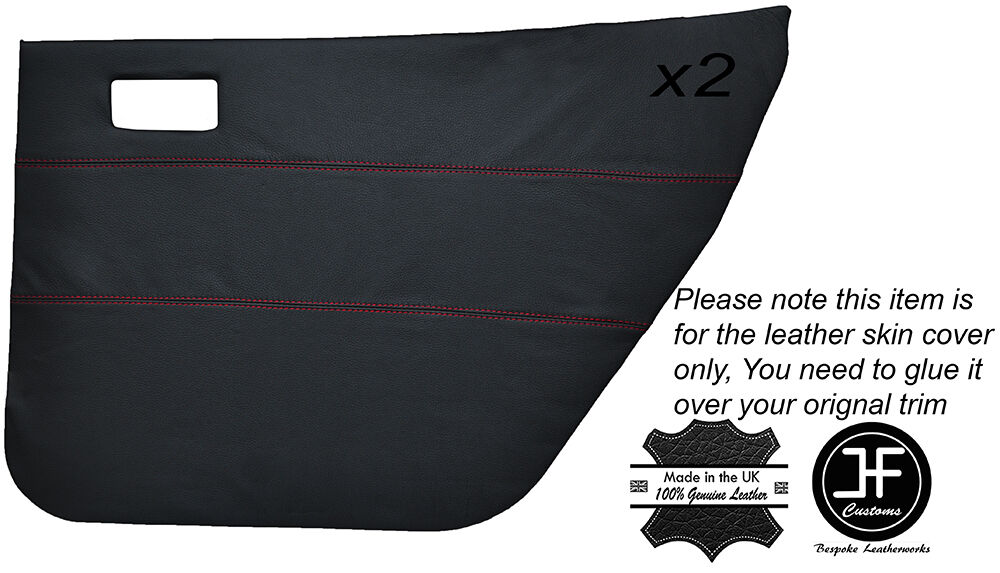 RED STITCH 2X REAR DOOR CARD SKIN COVERS FITS DATSUN CHERRY 100A F-11 74-78