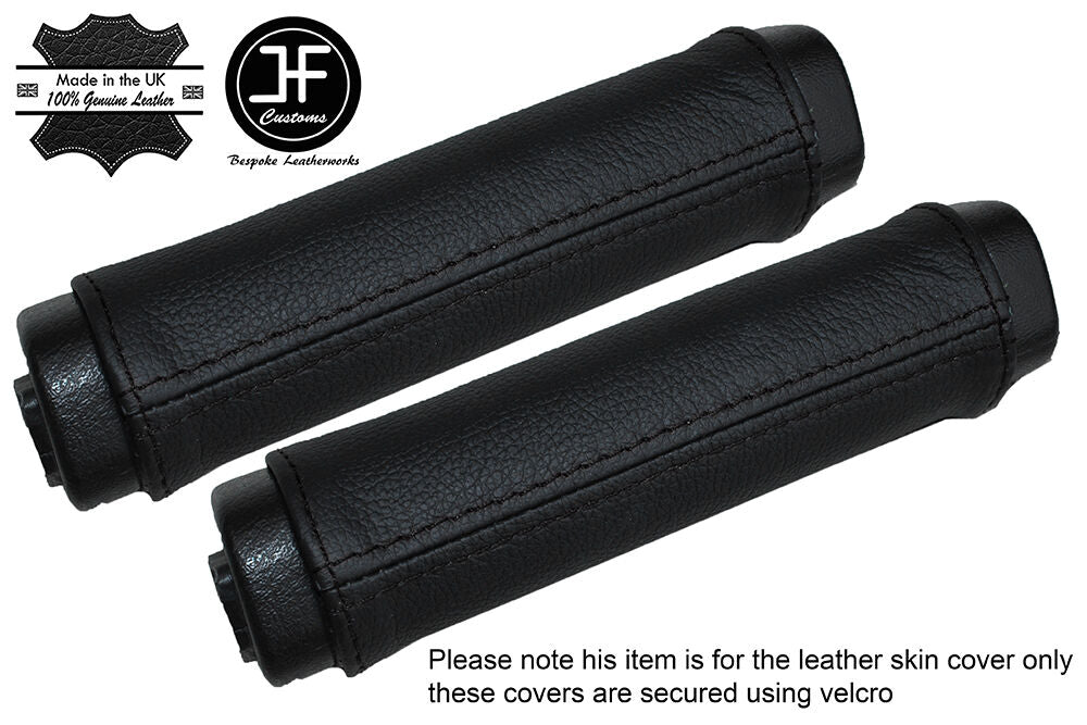 BLACK STITCH 2X FRONT DOOR HANDLE LEATHER COVERS FITS HUMMER H2 2003-2007