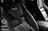 5X BLACK & BLACK LEATHER TWO TONE LUXURY SHOULDER SEAT BELT PADDED PADS