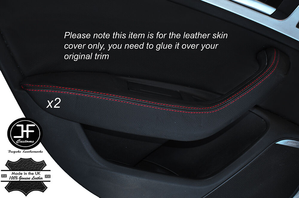 RED STITCH 2X REAR DOOR HANDLE ARMREST SKIN COVERS FITS AUDI A6 C7 2011-2015