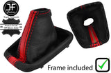 BLACK & RED STRIPE LEATHER GEAR GAITER+PLASTIC FRAME FITS NISSAN S15 99-03