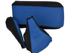 FITS MITSUBISHI FTO GAITERS SET+ARMREST COVER BLACK L BLUE CUSTOM NEW MADE IN UK