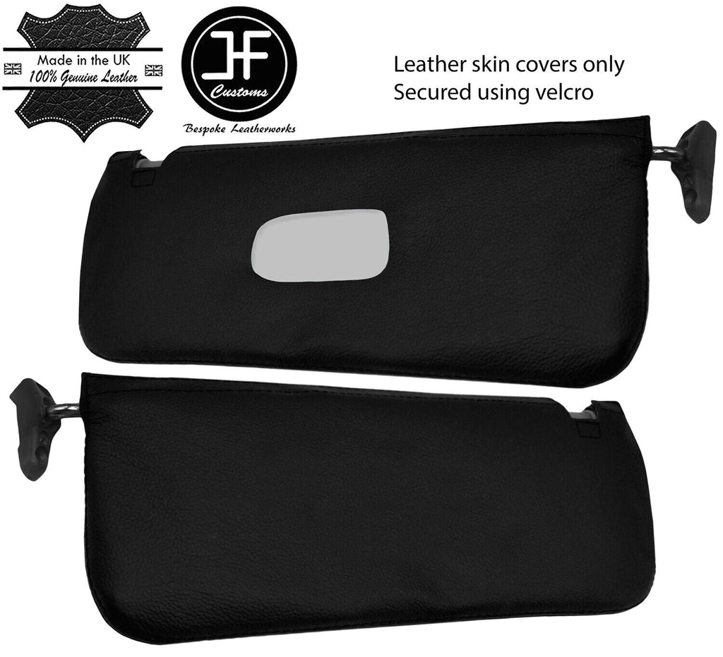 BLACK REAL LEATHER 2X SUN VISOR COVERS FOR MERCEDES SL C107 R107 1971-1989
