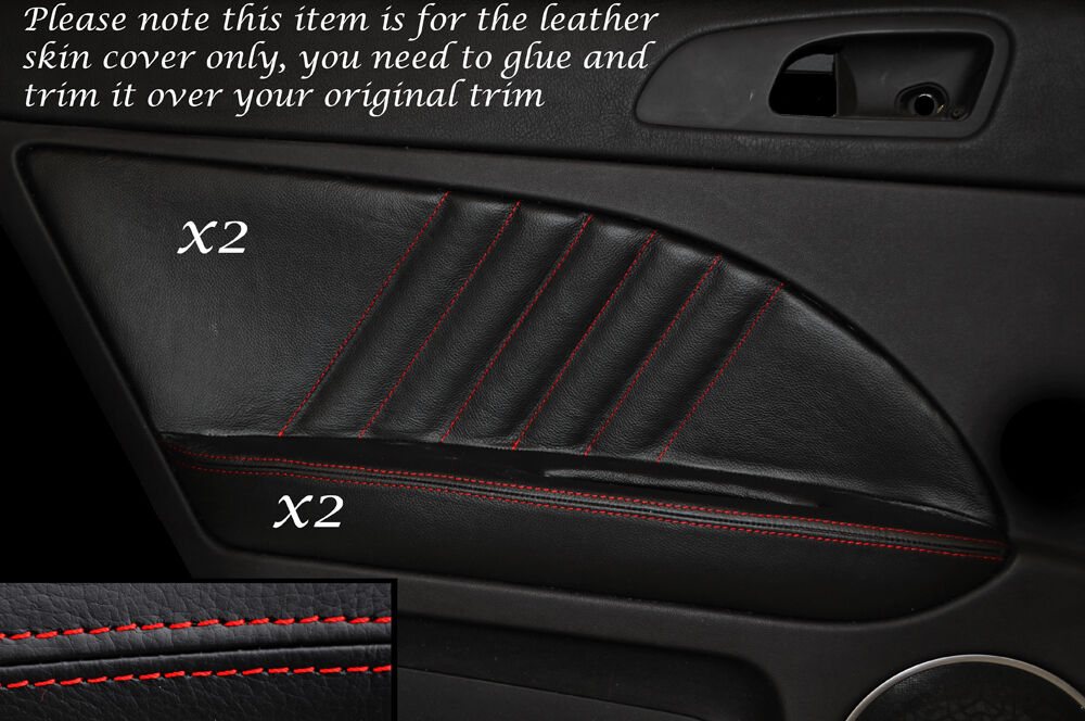 RED STITCH 2X REAR DOOR CARD TRIM LEATHER COVERS FITS ALFA ROMEO 159 05-12