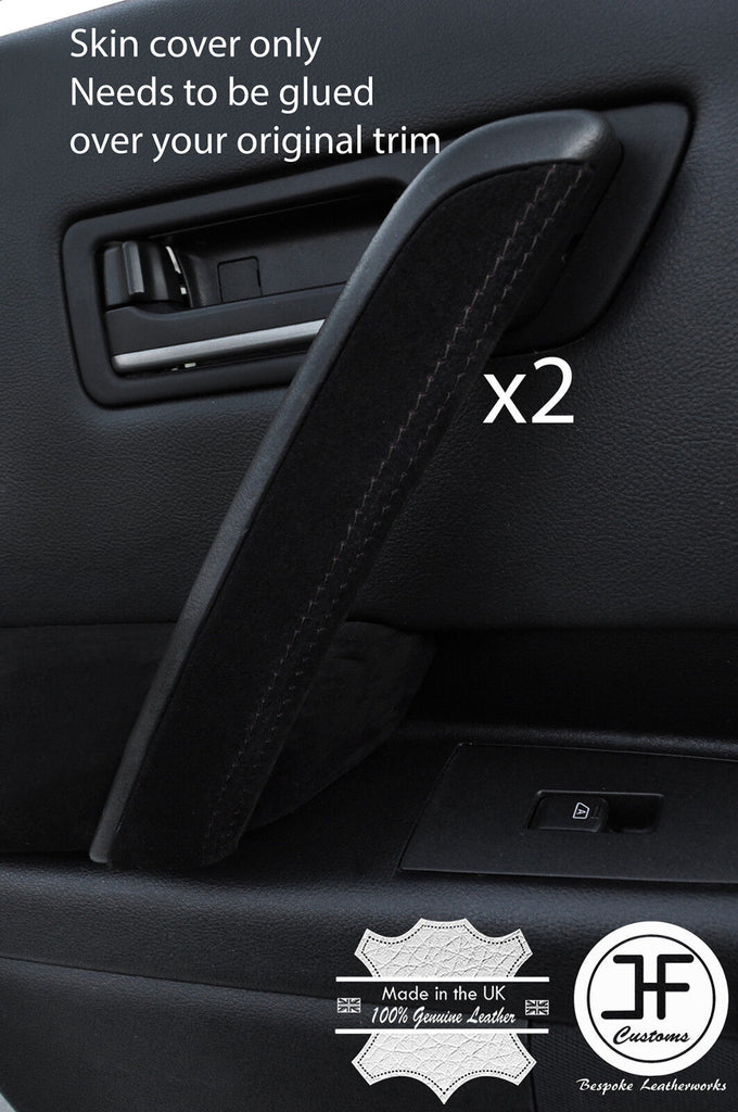BLACK STITCH 2X REAR DOOR HANDLE TRIM SUEDE COVER FOR INFINITI FX35 FX45 03-08