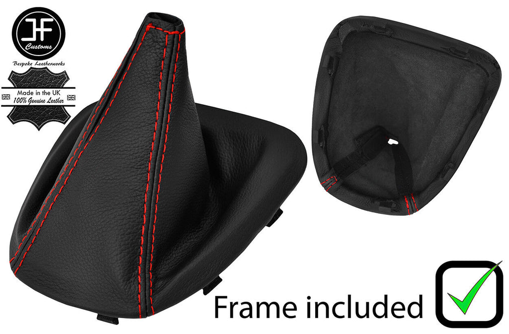 RED STITCH LEATHER GEAR GAITER+PLASTIC FRAME FITS FIAT BRAVO II MK2 07-14