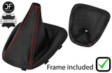 RED STITCH LEATHER GEAR GAITER+PLASTIC FRAME FITS FIAT BRAVO II MK2 07-14