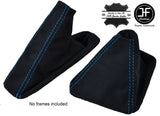 BLUE STITCH PU SUEDE GEAR & HANDBRAKE GAITER FITS BMW E81 E82 E87 E88 05-12