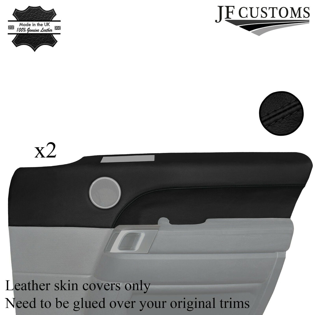 BLACK STITCH LEATHER 2X FRONT DOOR CARD TRIM COVER FOR RANGE ROVER L494 13-21