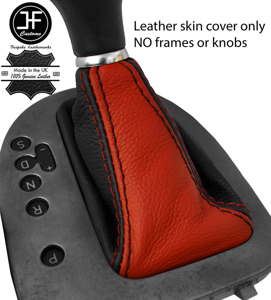 BLACK & RED 2 TONE LEATHER AUTOMATIC GEAR GAITER FOR SEAT LEON MK2 2010-2012