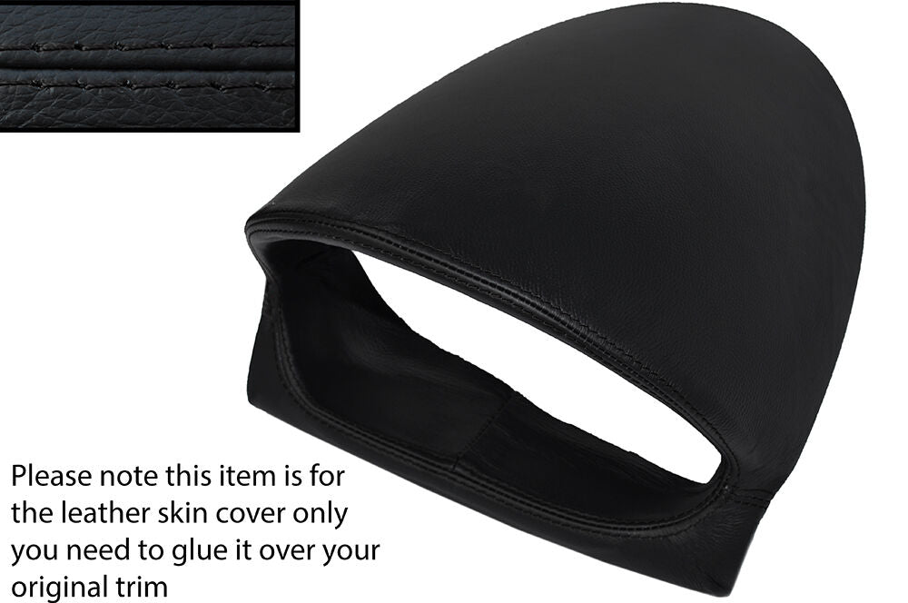 BLACK STITCH SPEEDO SURROUND HOOD LEATHER SKIN COVER FITS MAZDA 2 2008-2015