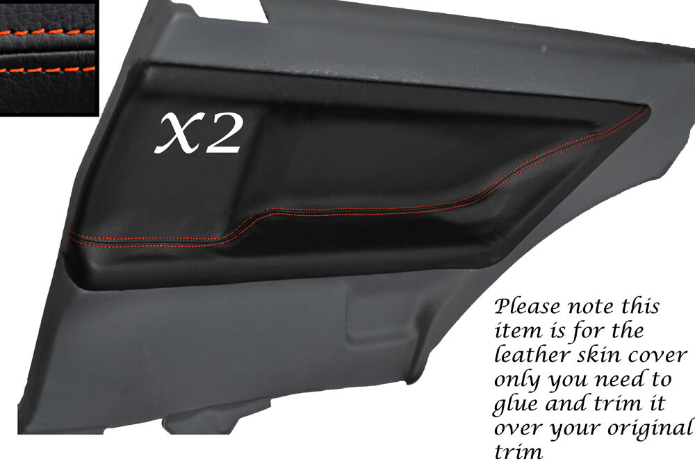 ORANGE STITCH 2X REAR DOOR CARD LEATHER SKIN COVERS FITS BMW E36 COUPE 91-98
